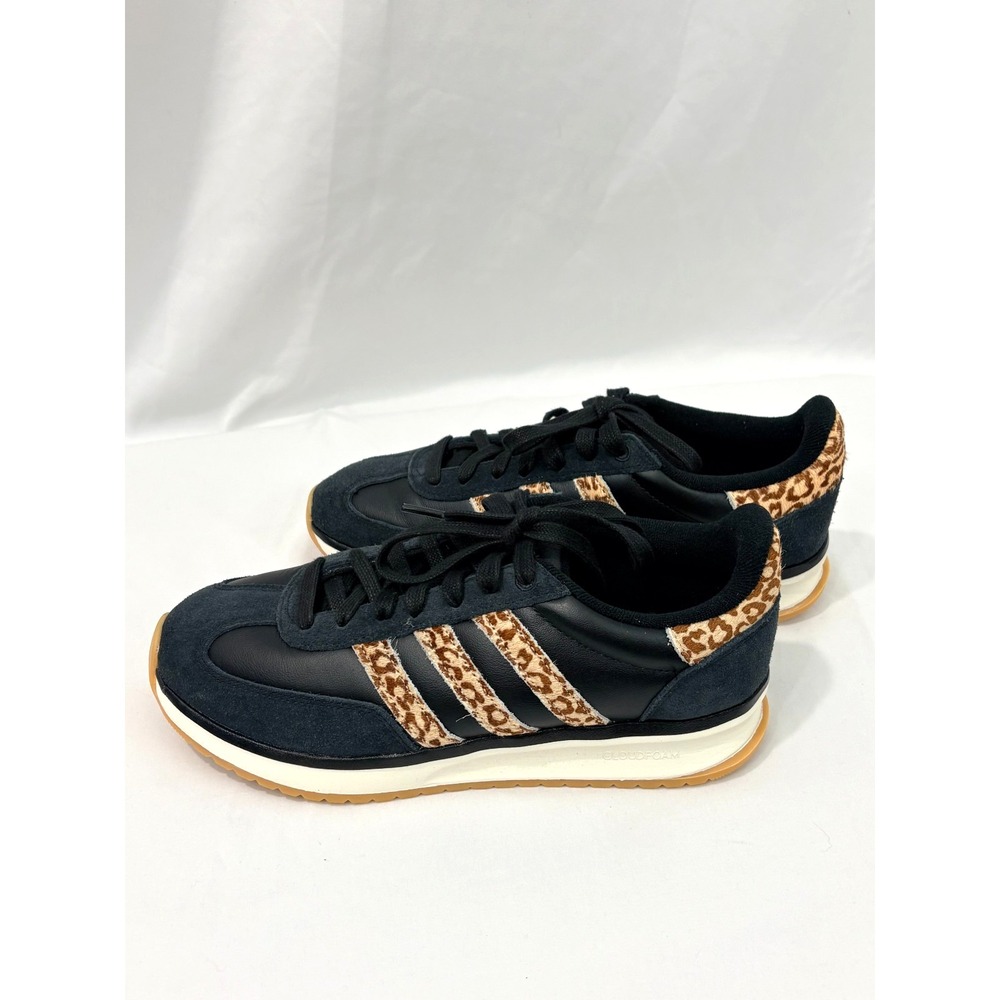 Rare Adidas Cloudfoam Black Leopard Print Sneakers Women's Size 8.5– Retro Style
